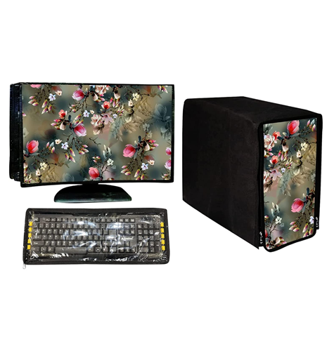 Cresset Full Set 3 in 1 Dustproof Printed Computer Cover Combo for 19 Inch Desktop PC Monitor, CPU and Keyboard